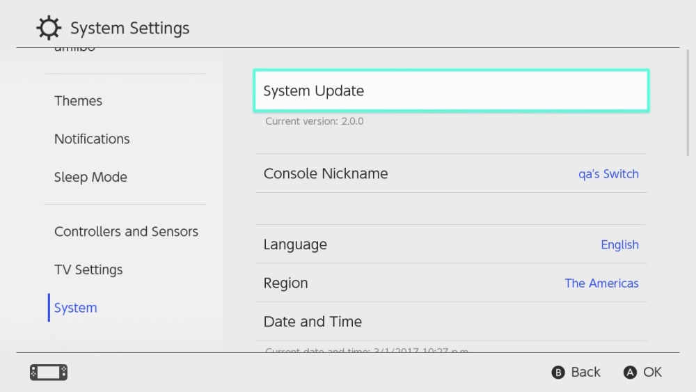 Mettre Ã  jour la Nintendo Switch.