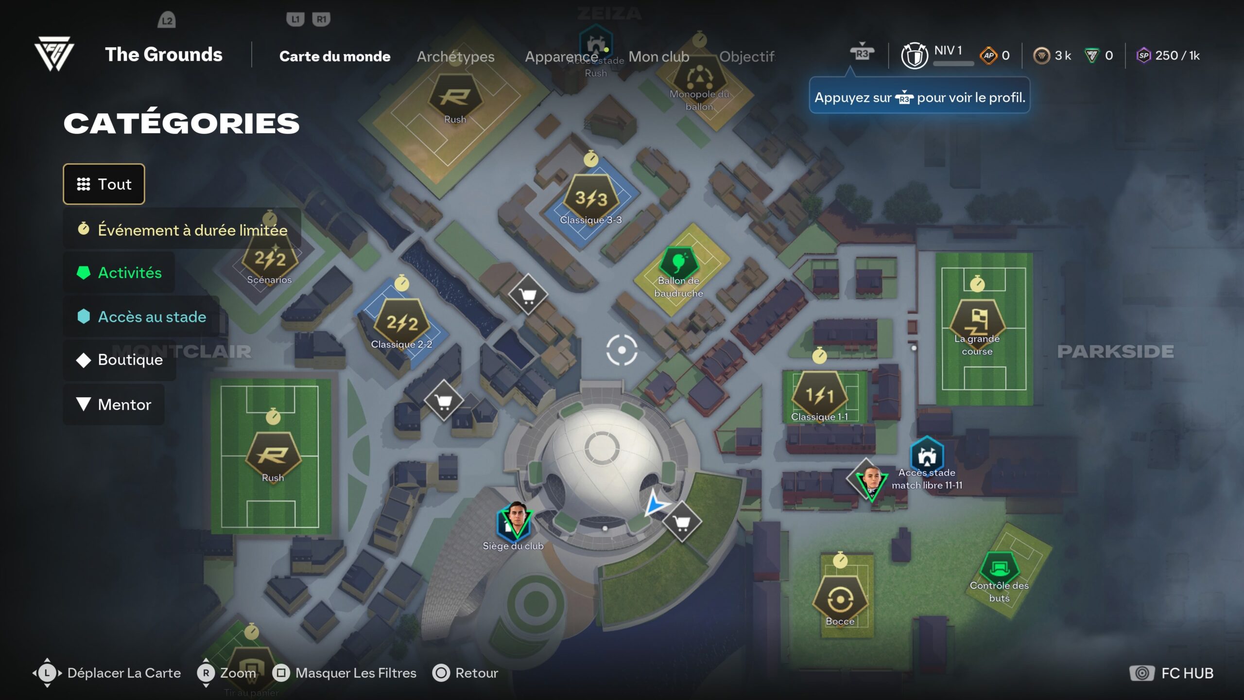 La carte du mode The Grounds. La carte du mode The Grounds.