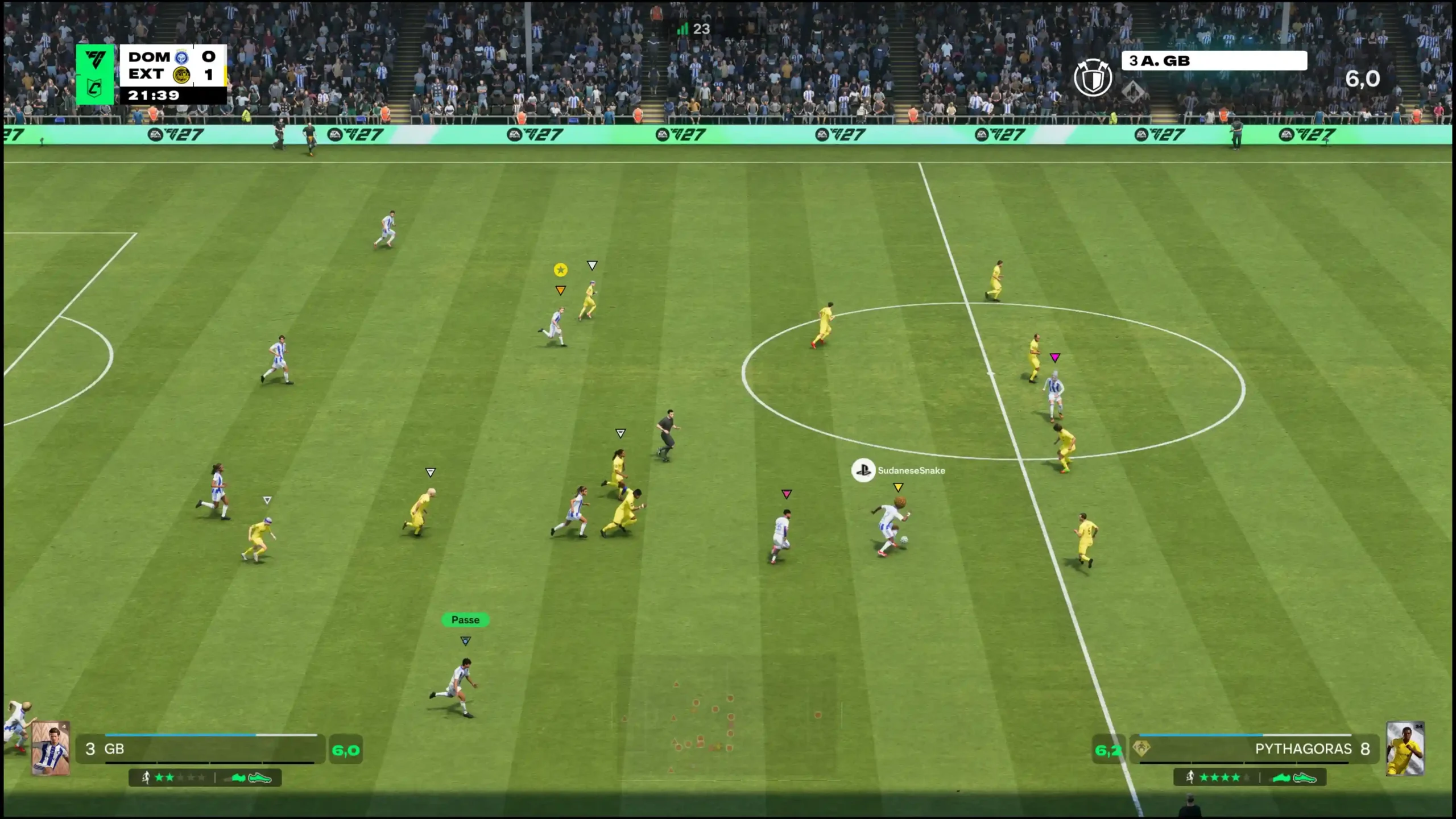AperÃ§u d'un match de foot dans EA FC 27.