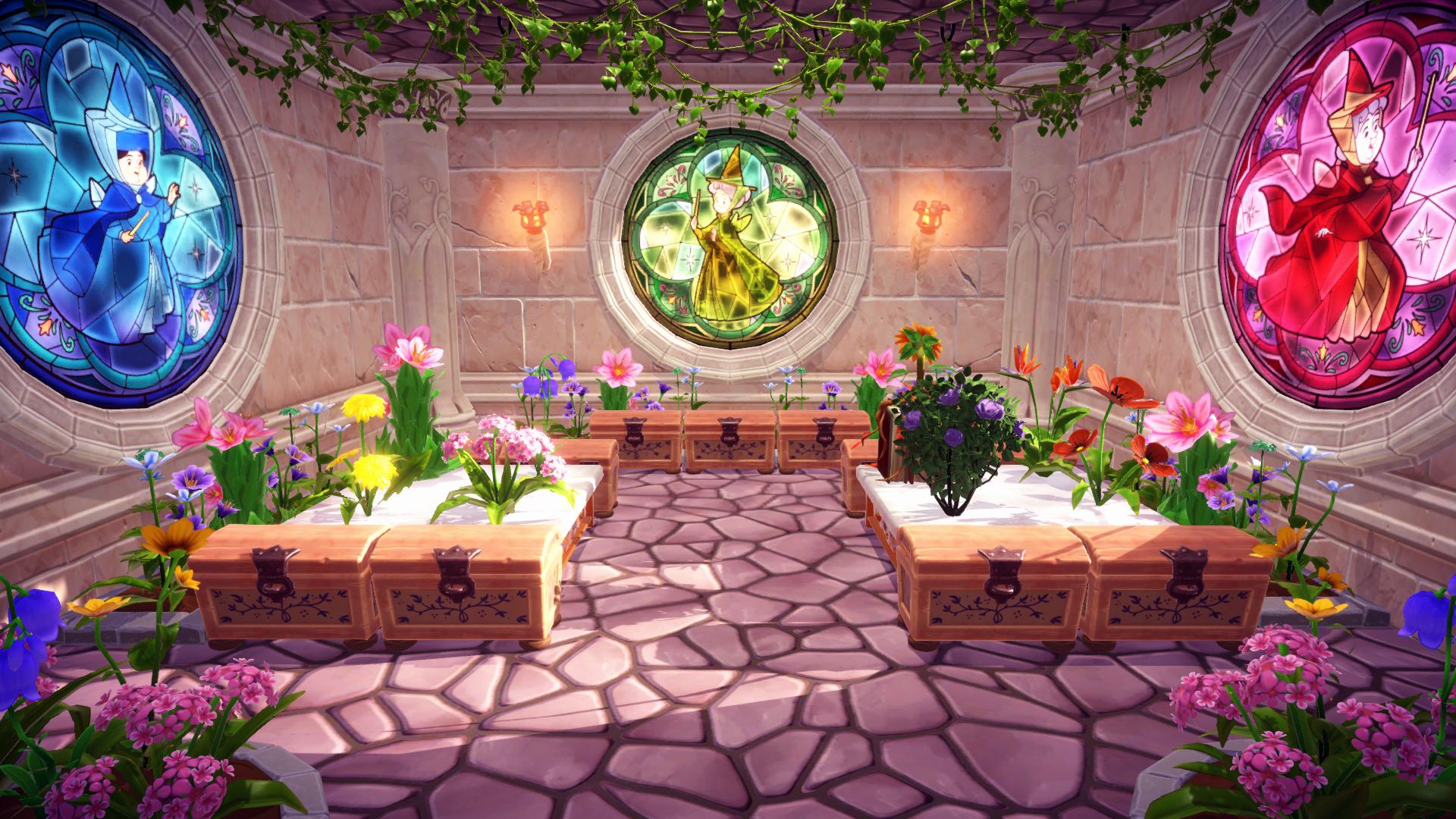 Disney Dreamlight Valley et le jardin de la belle au bois dormant.