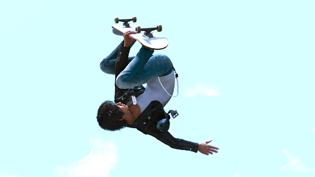 Une nouveauté de Lost Judgment est la possibilité de se déplacer en skateboard. Une nouveauté de Lost Judgment est la possibilité de se déplacer en skateboard.