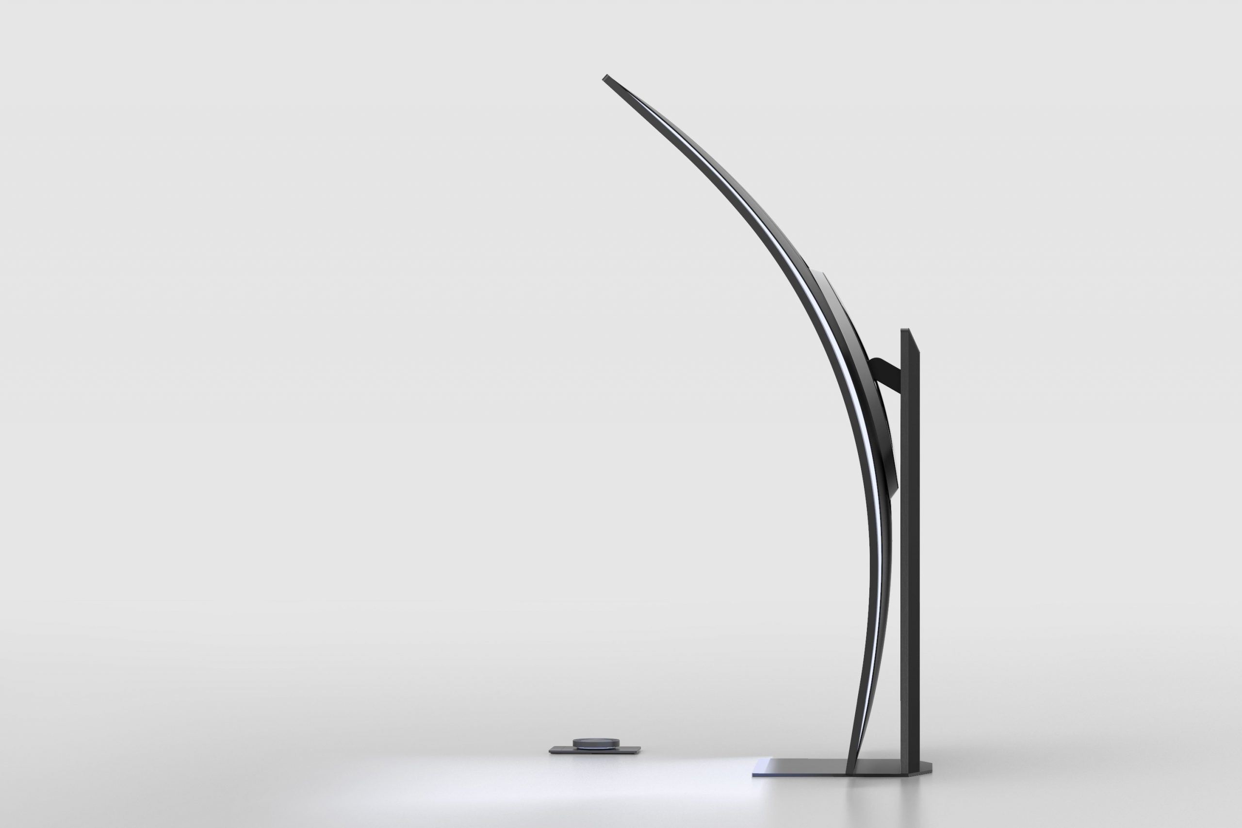 Photo de coté de la courbure de l'écran Samsung Ark. Photo de coté de la courbure de l'écran Samsung Ark.