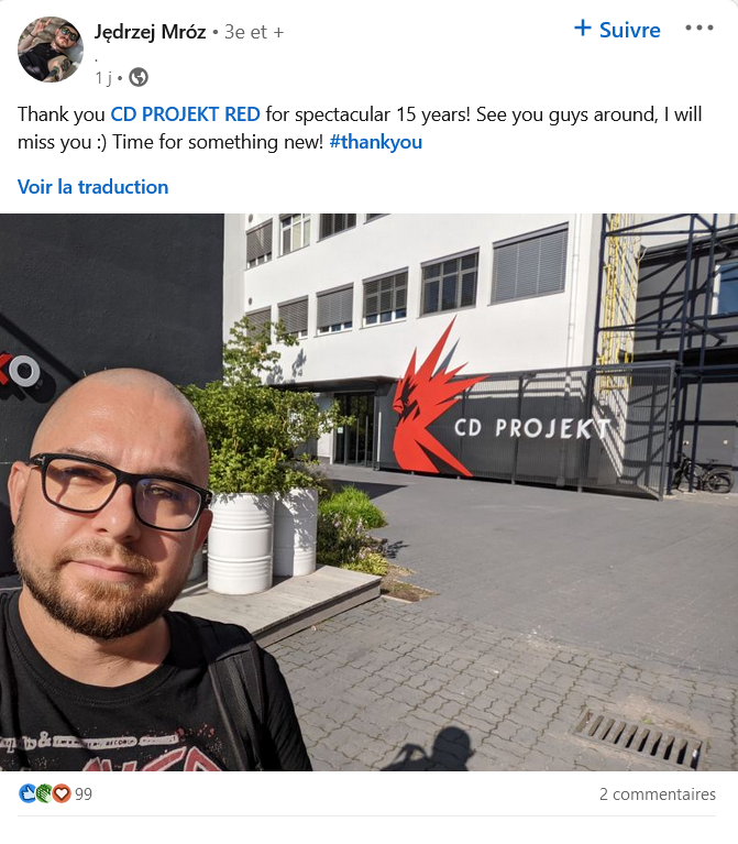 Départ CD Projekt RED The Witcher 4 Cyberpunk 2077 Départ CD Projekt RED The Witcher 4 Cyberpunk 2077