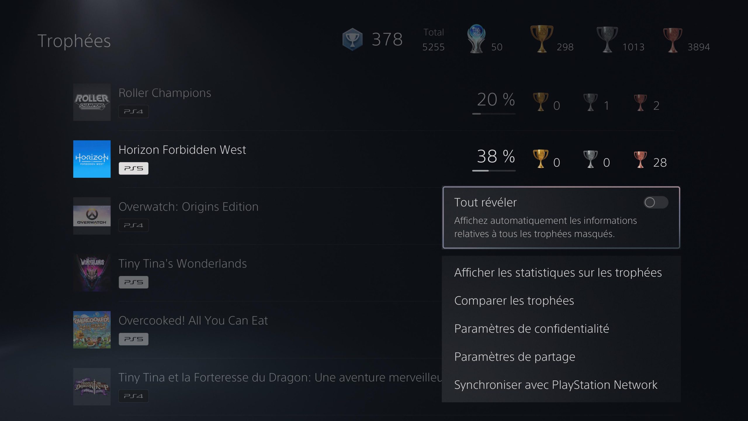 PS5 rÃ©vÃ©ler tous les trophÃ©es masquÃ©s