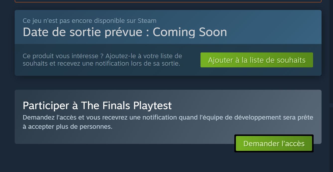 Le FPS The Finals et la demande d'accès. Le FPS The Finals et la demande d'accès.