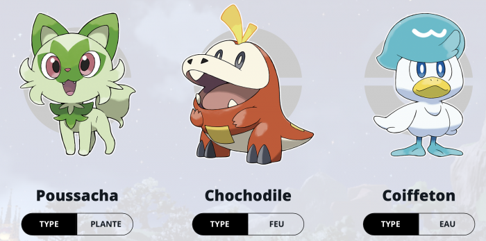 Starters de Pokémon Violet et Ãcarlate Starters de Pokémon Violet et Ãcarlate