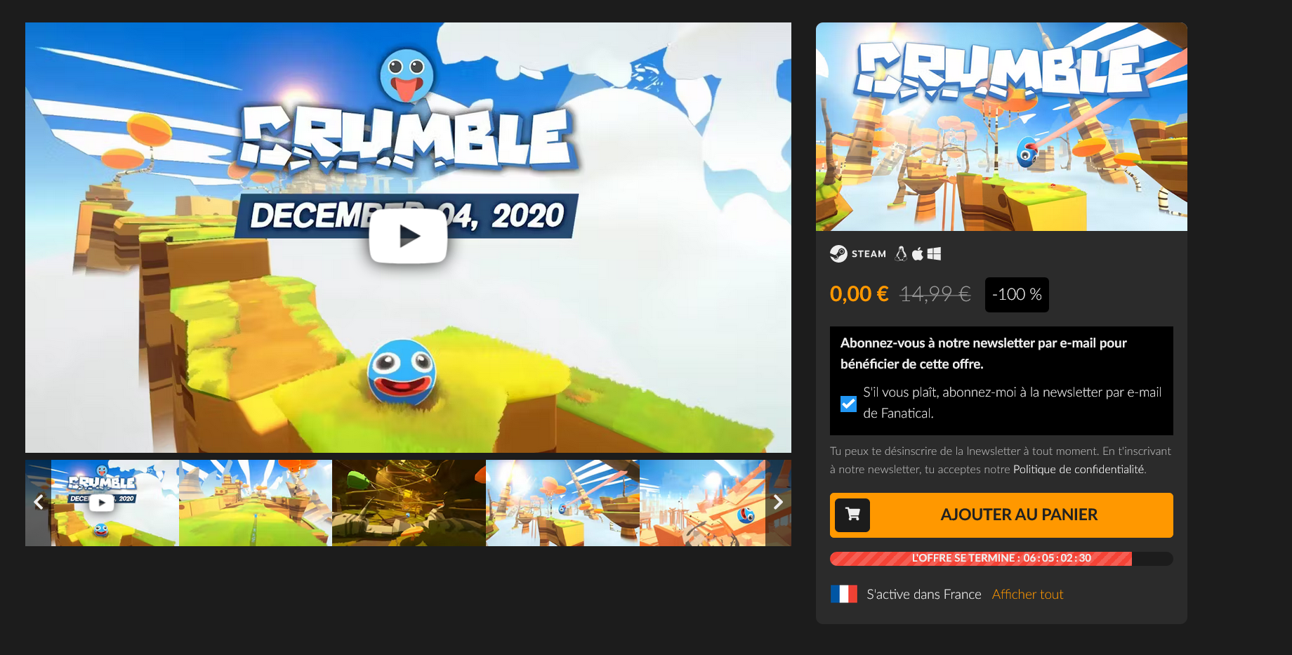 steam jeu gratuit crumble