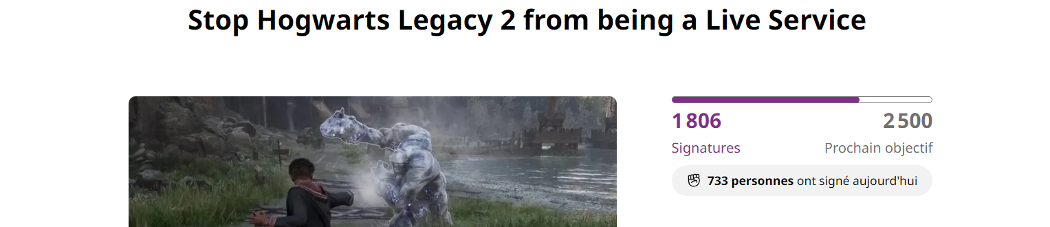 Hogwarts Legacy pÃ©tition