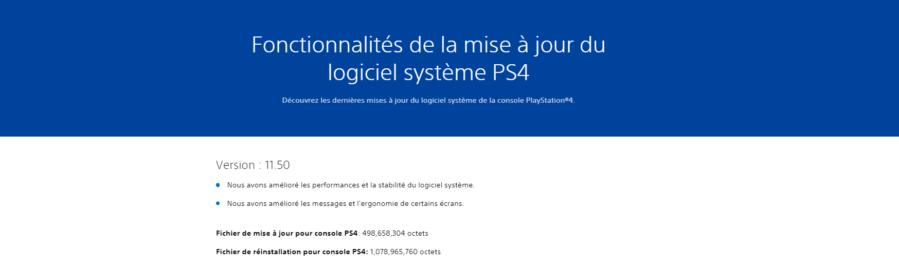 mise a jour ps4 11.50 nouveautes