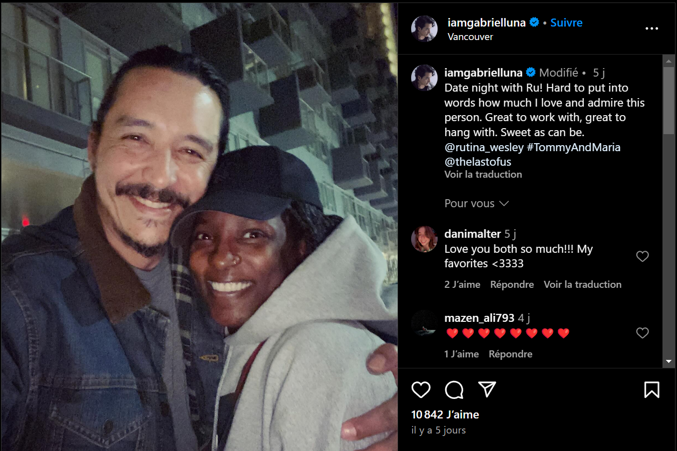 Capture d'écran d'un post Instagram de l'acteur Gabriel Luna, qui joue Tommy Miller dans la série The Last of Us de HBO. Capture d'écran d'un post Instagram de l'acteur Gabriel Luna, qui joue Tommy Miller dans la série The Last of Us de HBO.