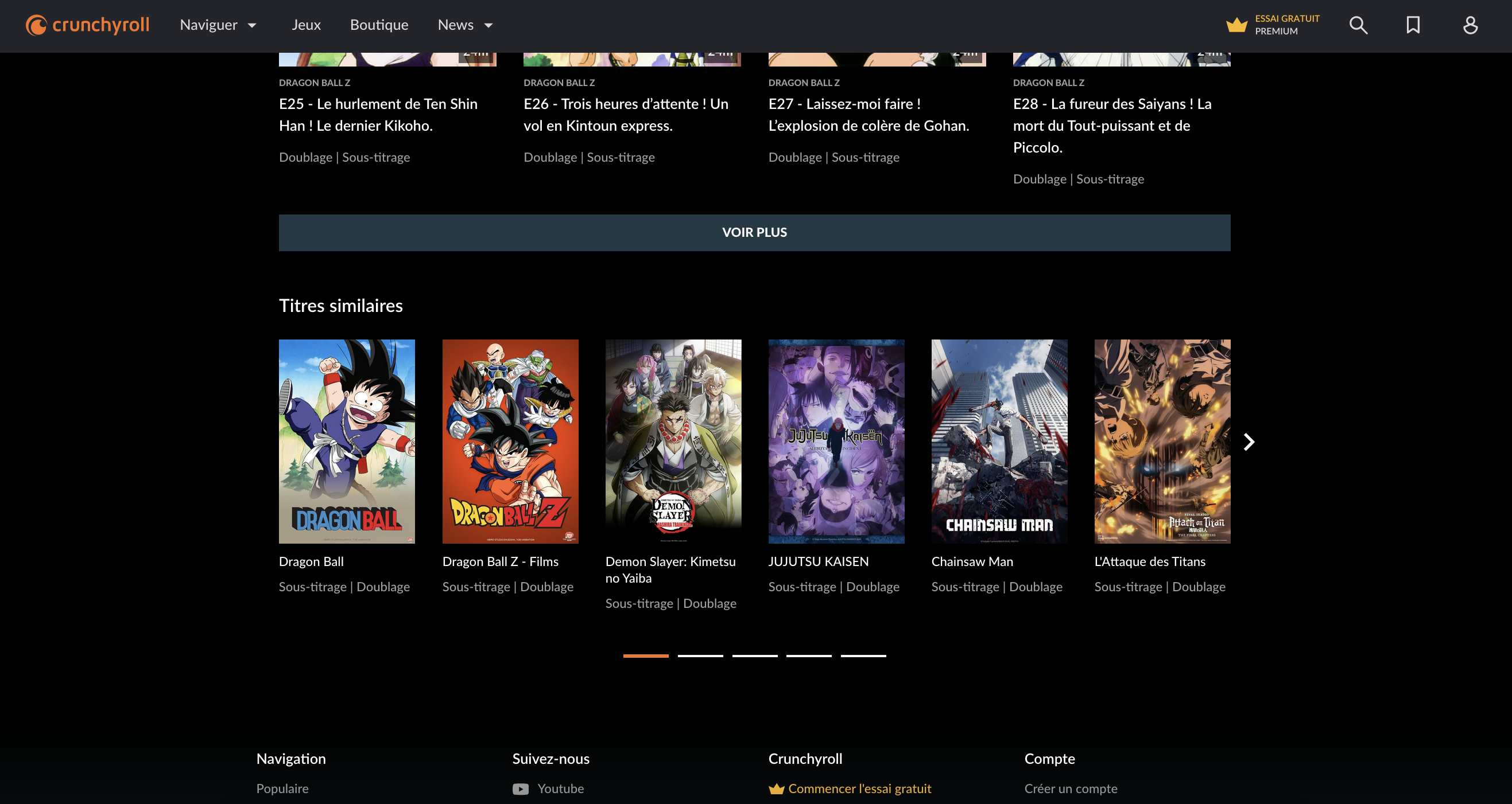 Crunchyroll : Interface Crunchyroll : Interface