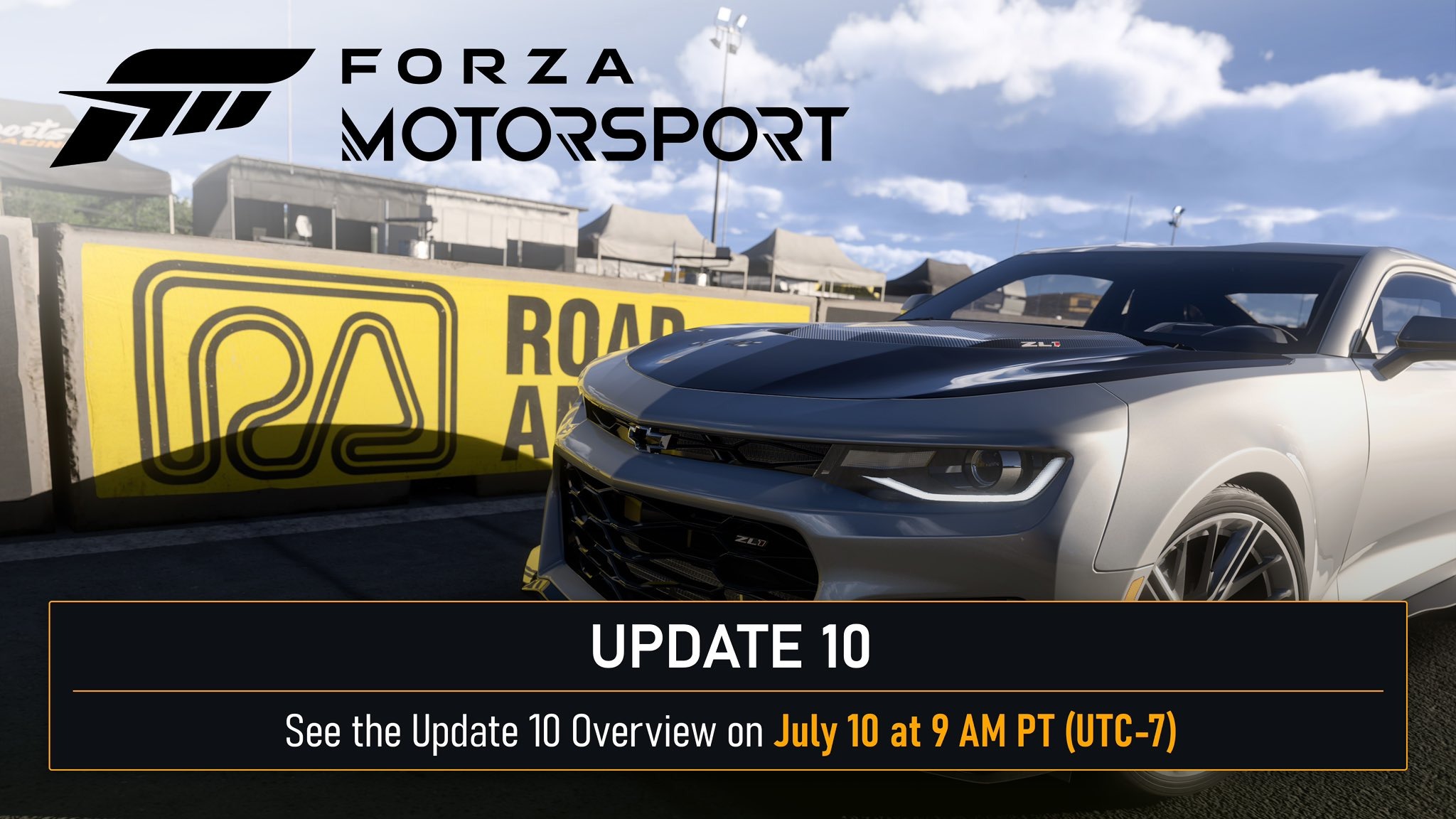 Illustration pour annoncer la prÃ©sentation de la mise Ã  jour 10 de Forza Motorsport. 