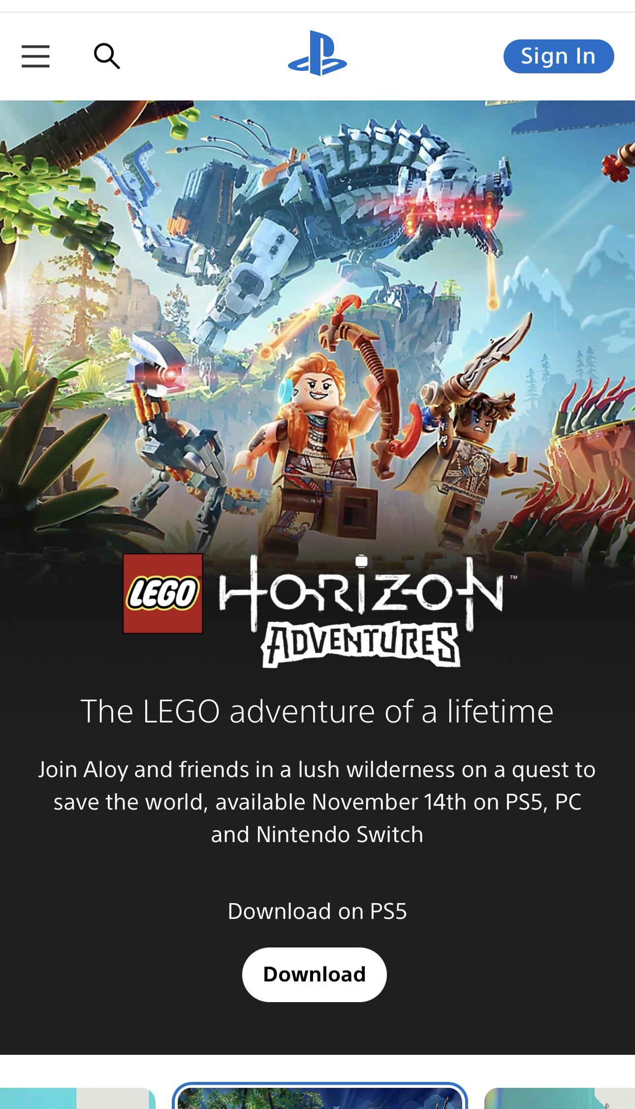 LEGO Horizon Adventures : Leak sur le PS Store. LEGO Horizon Adventures : Leak sur le PS Store.