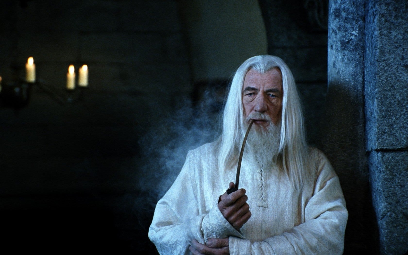 Photo de l'acteur Ian McKellen en Gandalf dans les films The Lords of the Rings Photo de l'acteur Ian McKellen en Gandalf dans les films The Lords of the Rings