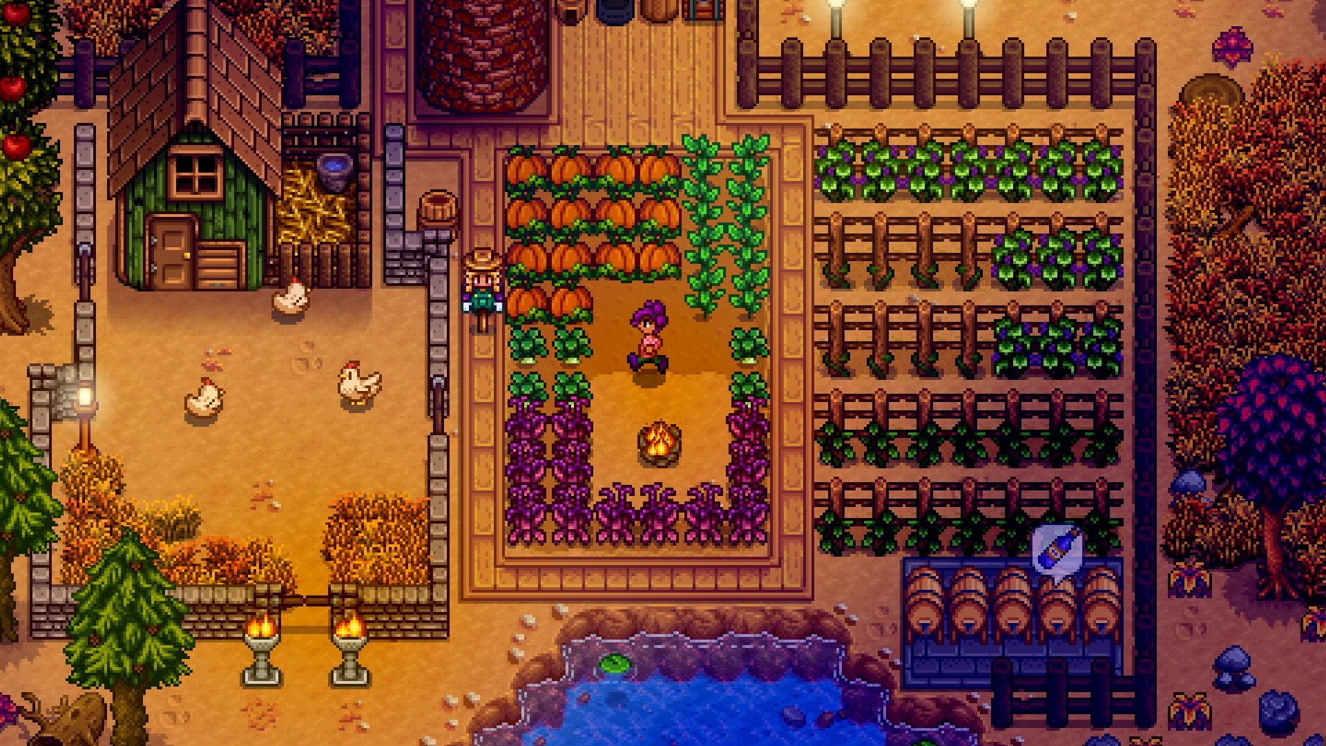 Exemple de poulailler dans Stardew Valley. Exemple de poulailler dans Stardew Valley.