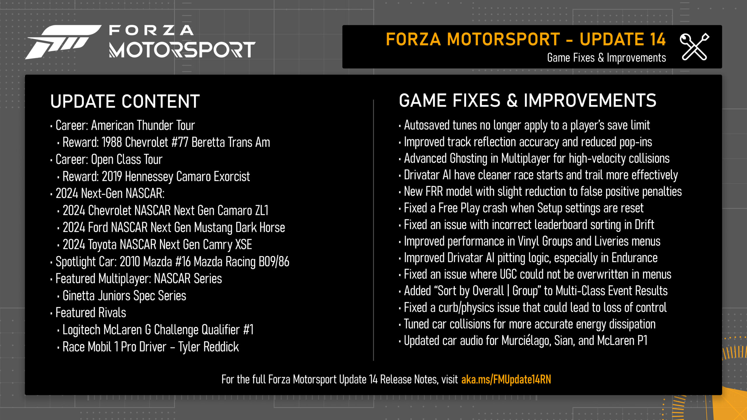 Forza Update 14 Patch Notes Forza Update 14 Patch Notes