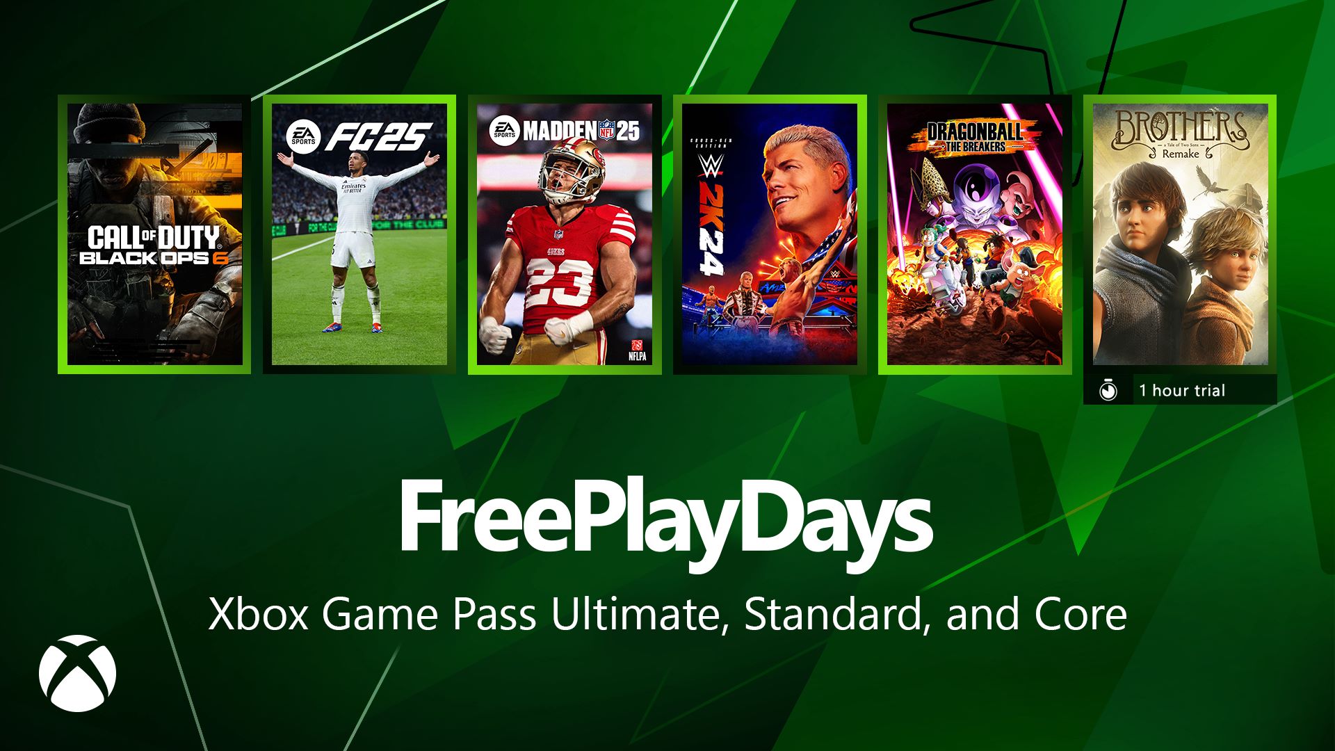 Jeux inclus dans l'opération #FreePlayDays du Xbox Game Pass entre le 12 et le 16 décembre 2024. Jeux inclus dans l'opération #FreePlayDays du Xbox Game Pass entre le 12 et le 16 décembre 2024.