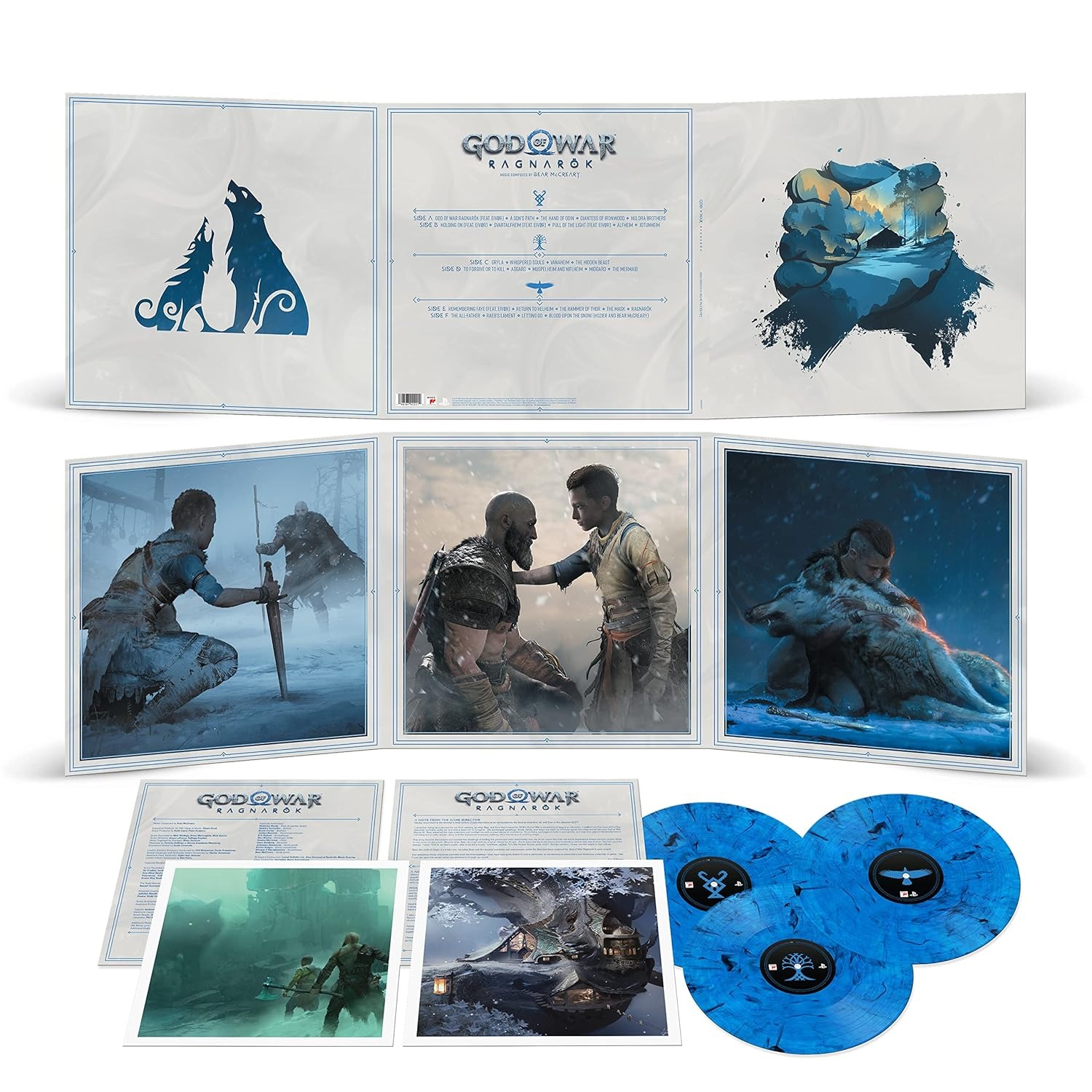 God of War Ragnarok triple vinyle Blue Smoke intérieur image God of War Ragnarok triple vinyle Blue Smoke intérieur image