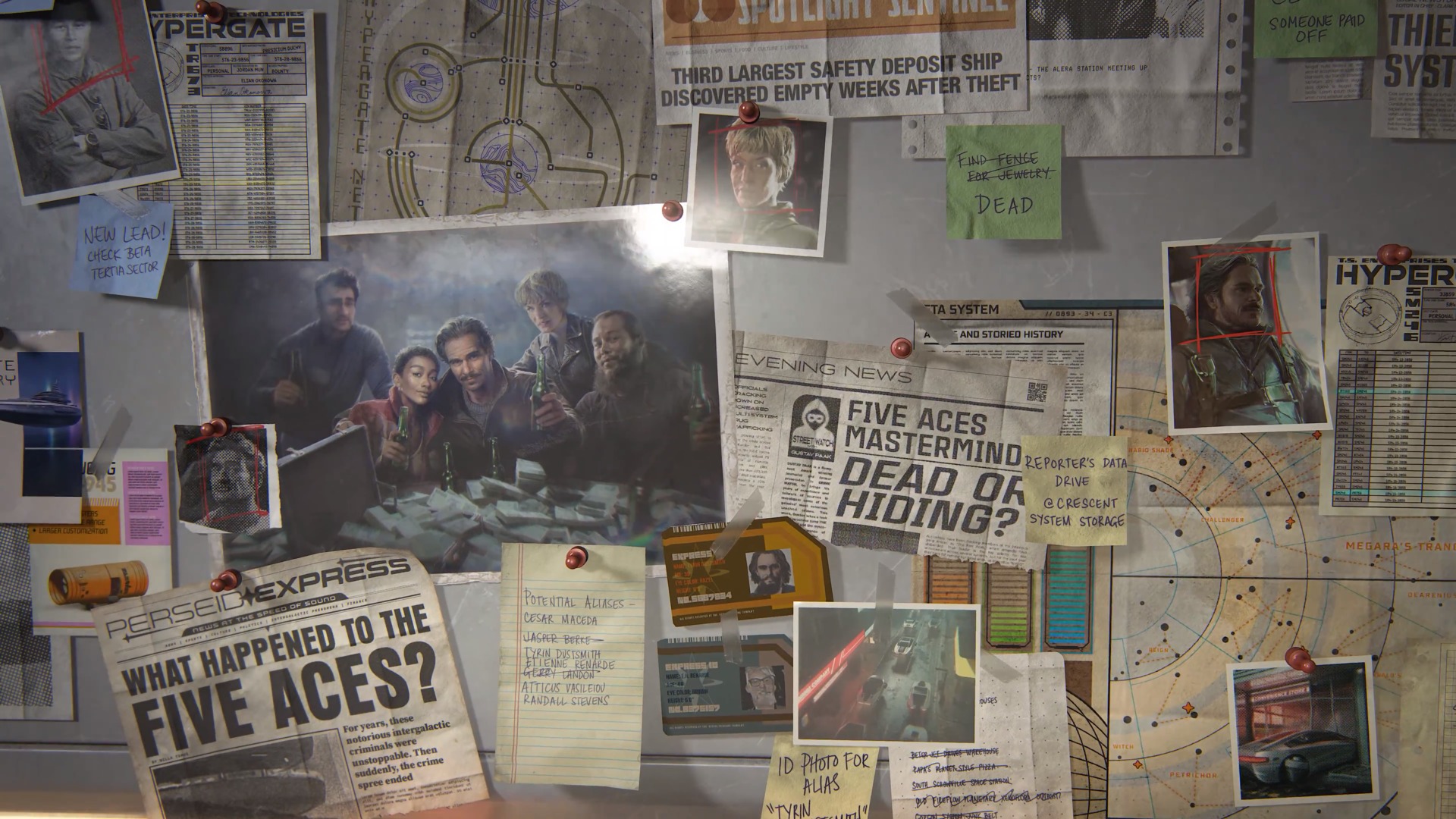 Intergalactic : Tableau d'affichage dans le vaisseau de Jordan.