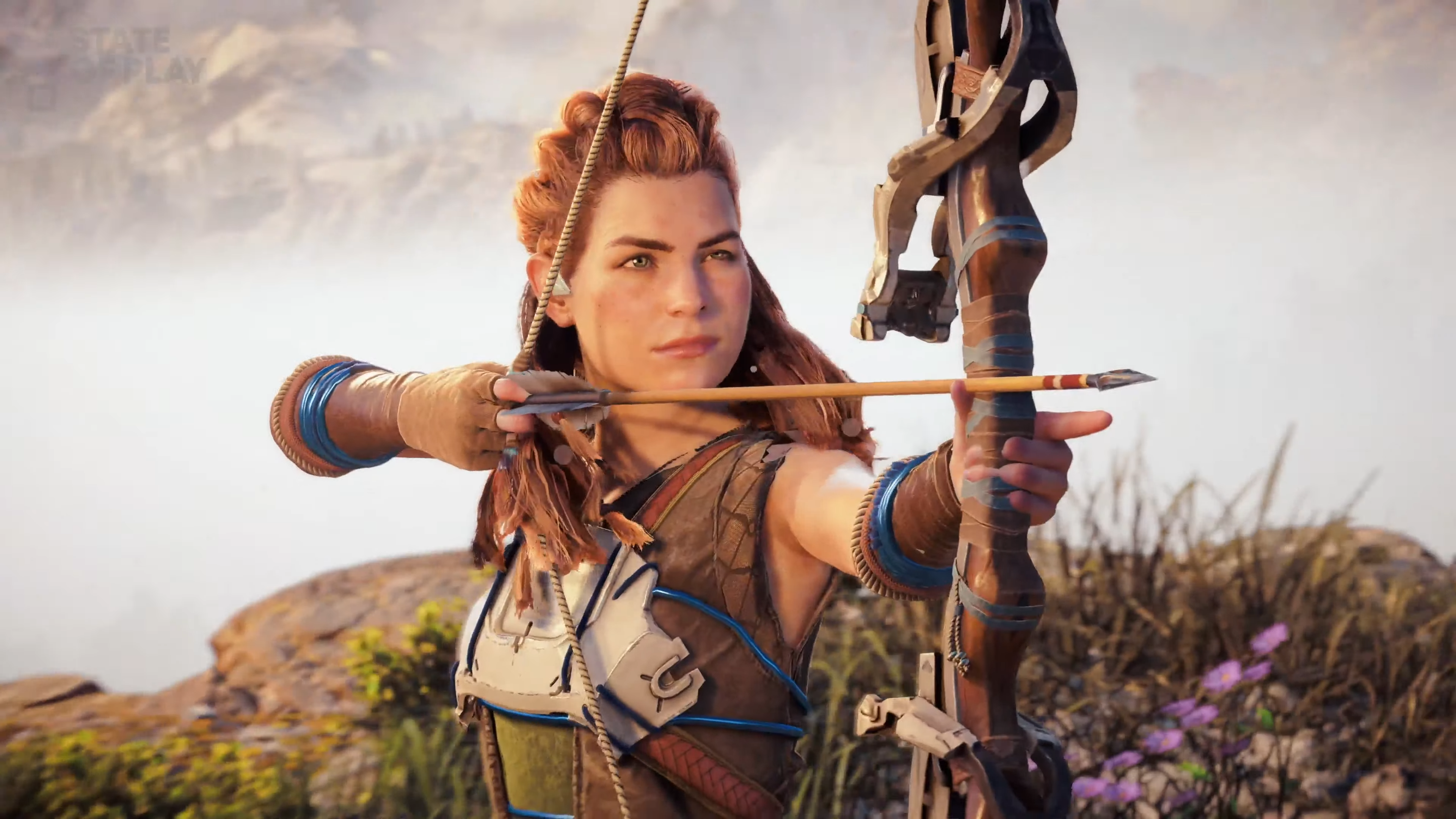 Aloy visant avec son arc dans Horizon Zero Dawn. Aloy visant avec son arc dans Horizon Zero Dawn.