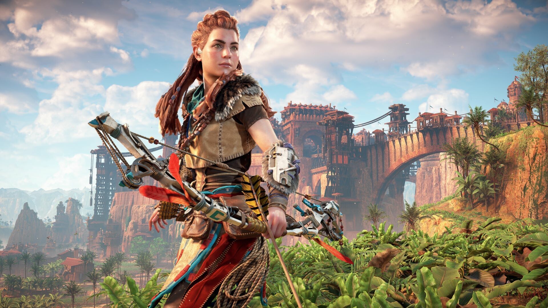 Aloy, arc à la main, dans Horizon Zero Dawn. Aloy, arc à la main, dans Horizon Zero Dawn.