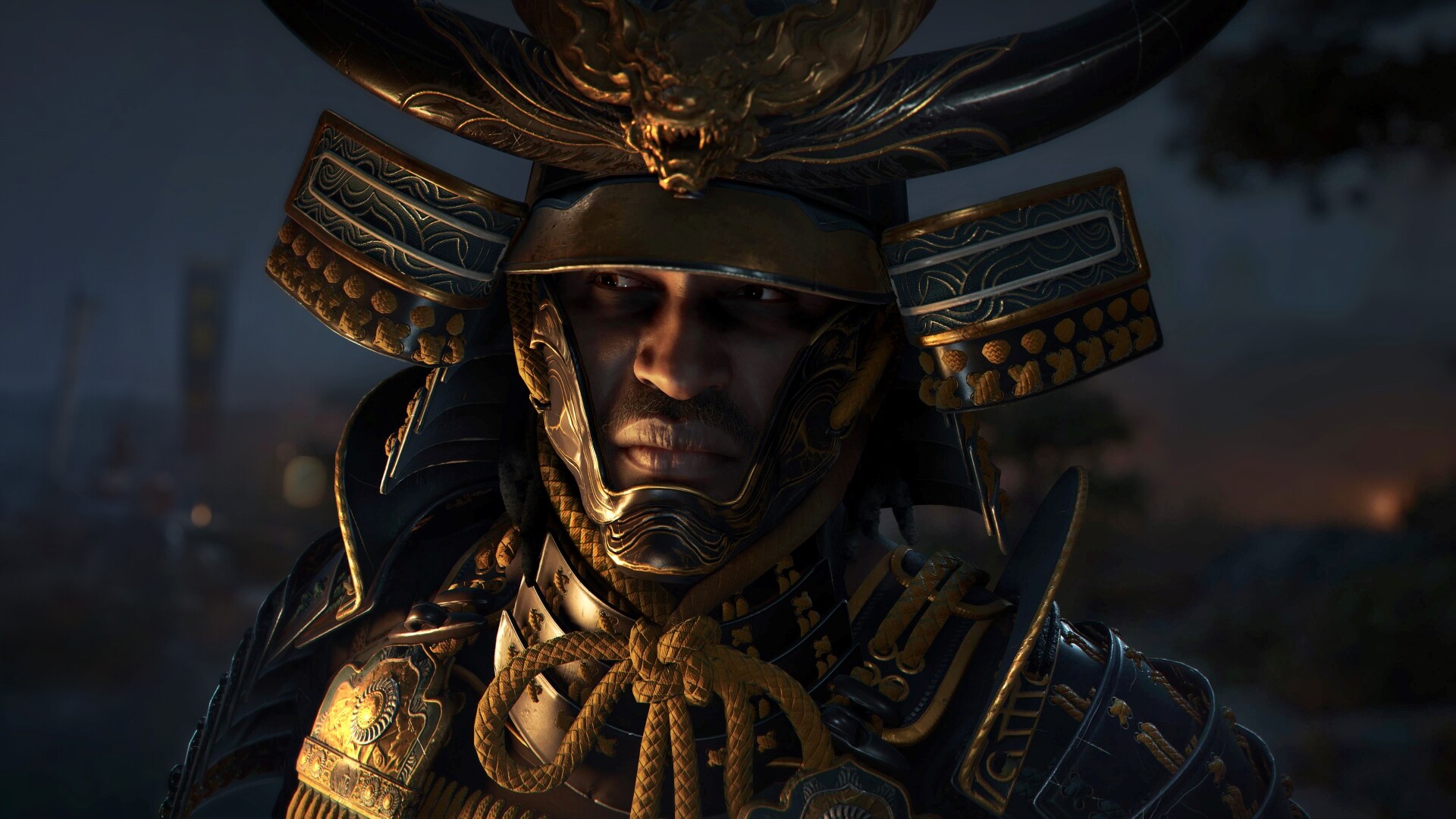 Gros plan sur le visage de Yasuke dans Assassin's Creed Shadows. Gros plan sur le visage de Yasuke dans Assassin's Creed Shadows.