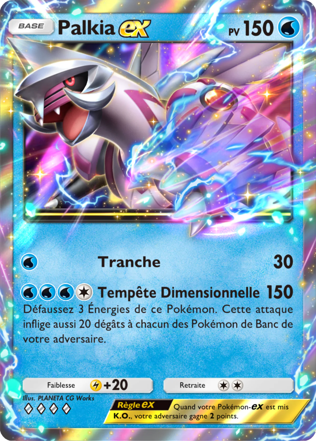 Carte Palkia-ex en version franÃ§aise dans Pokemon Pocket.