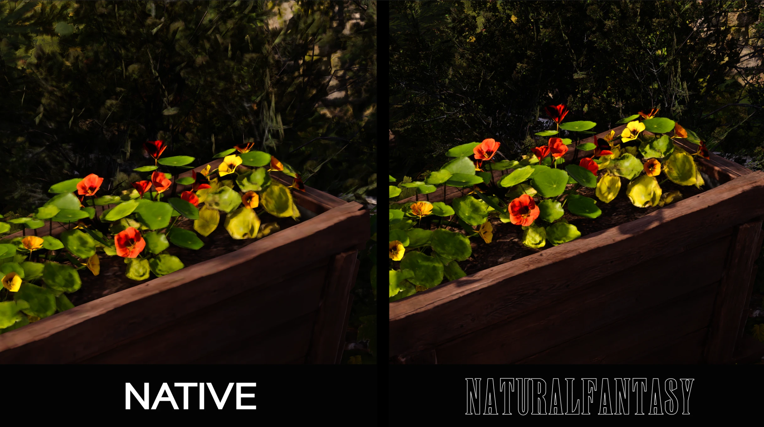 Les fleurs dans le mod NaturalFantasy pour FF7 Rebirth PC.