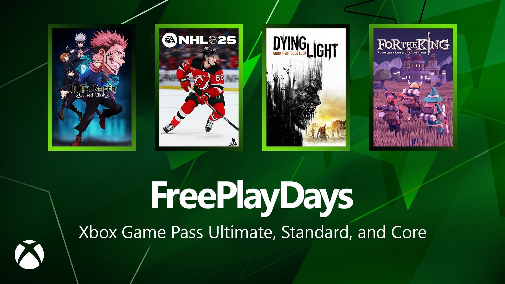 Illustration des quatre jeux Xbox Game Pass offerts pour le weekend du 13 au 17 fÃ©vrier 2025 dans le cadre des Jours de Jeu Gratuit 