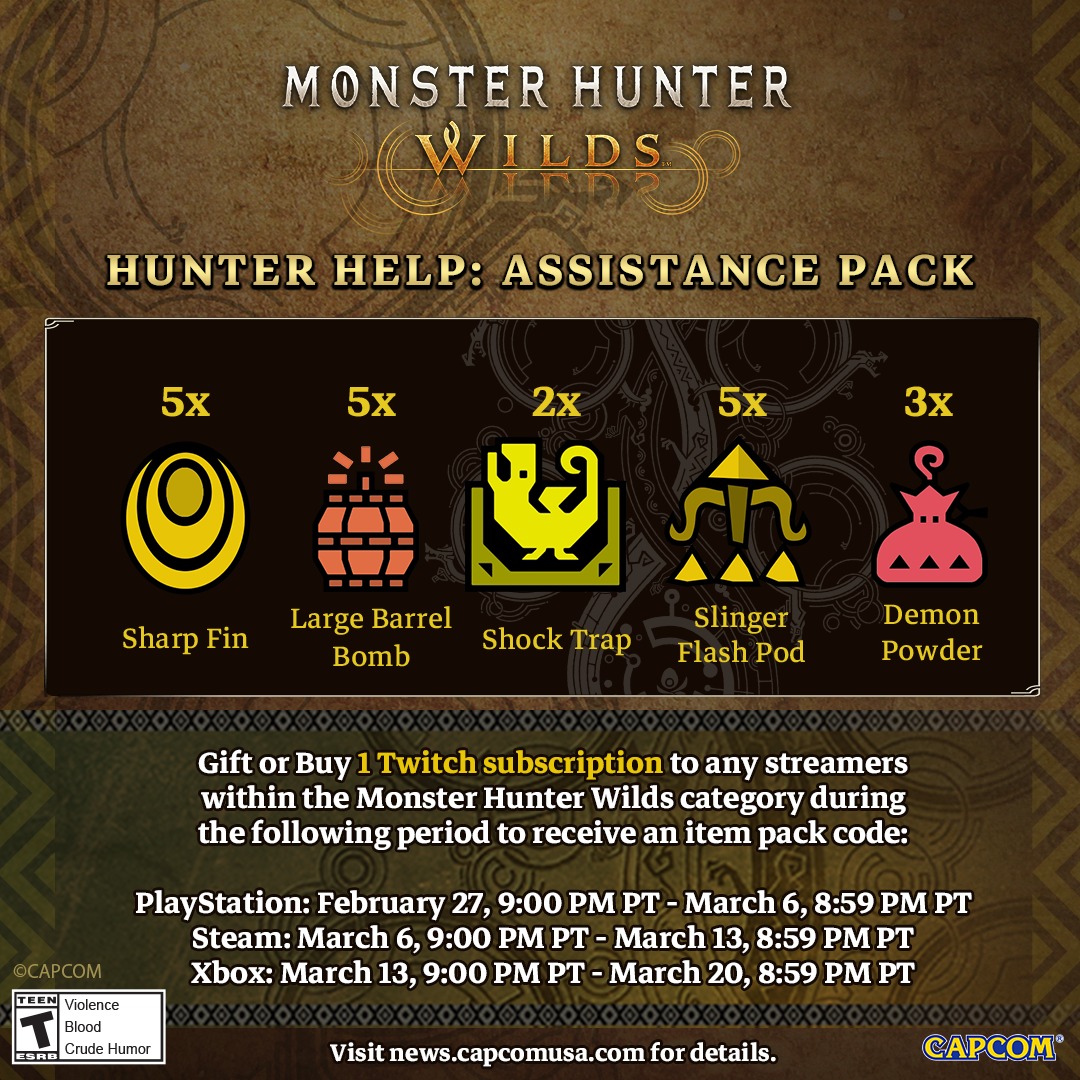 Monster Hunter Wilds Hunter Help Assistance Pack image Monster Hunter Wilds Hunter Help Assistance Pack image