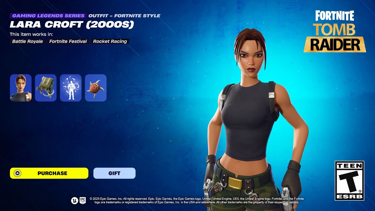 Skin Tomb Raider 2000s pour Fortnite.