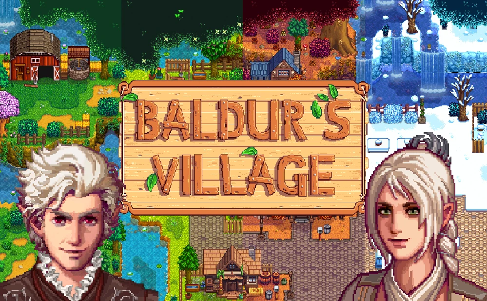 Ecran titre de Baldur's Village, un mod Stardew Valley. Ecran titre de Baldur's Village, un mod Stardew Valley.