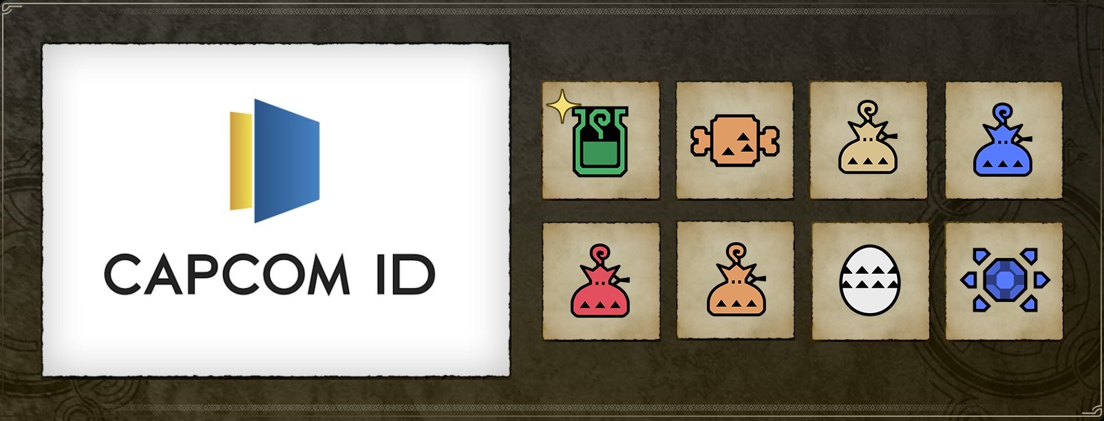 Image d'un pack de contenus gratuits Monster Hunter Wilds en cas de crÃ©ation et liaison d'un Capcom ID sur la plateforme de jeu de son choi 