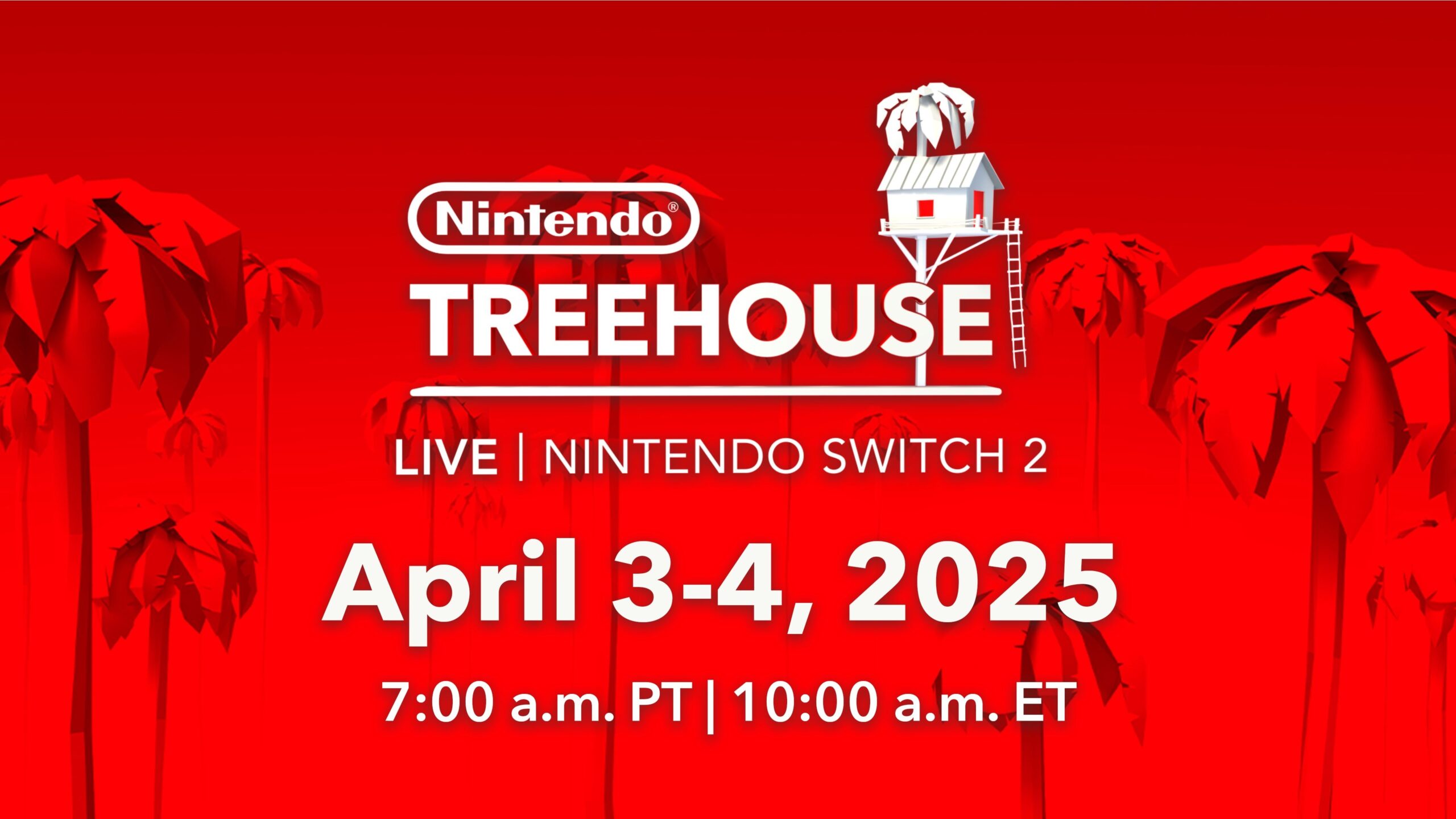 Image pour annoncer des live Nintendo Treehouse qui présenteront des prises en main des jeux Switch 2, chaque jour à 16h00 les 3 et 4 avril 2025. Image pour annoncer des live Nintendo Treehouse qui présenteront des prises en main des jeux Switch 2, chaque jour à 16h00 les 3 et 4 avril 2025.