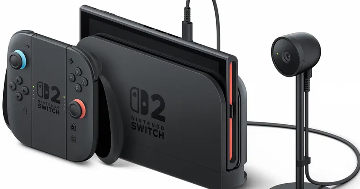 La Nintendo Switch 2 en mode docké et sa caméra. La Nintendo Switch 2 en mode docké et sa caméra.