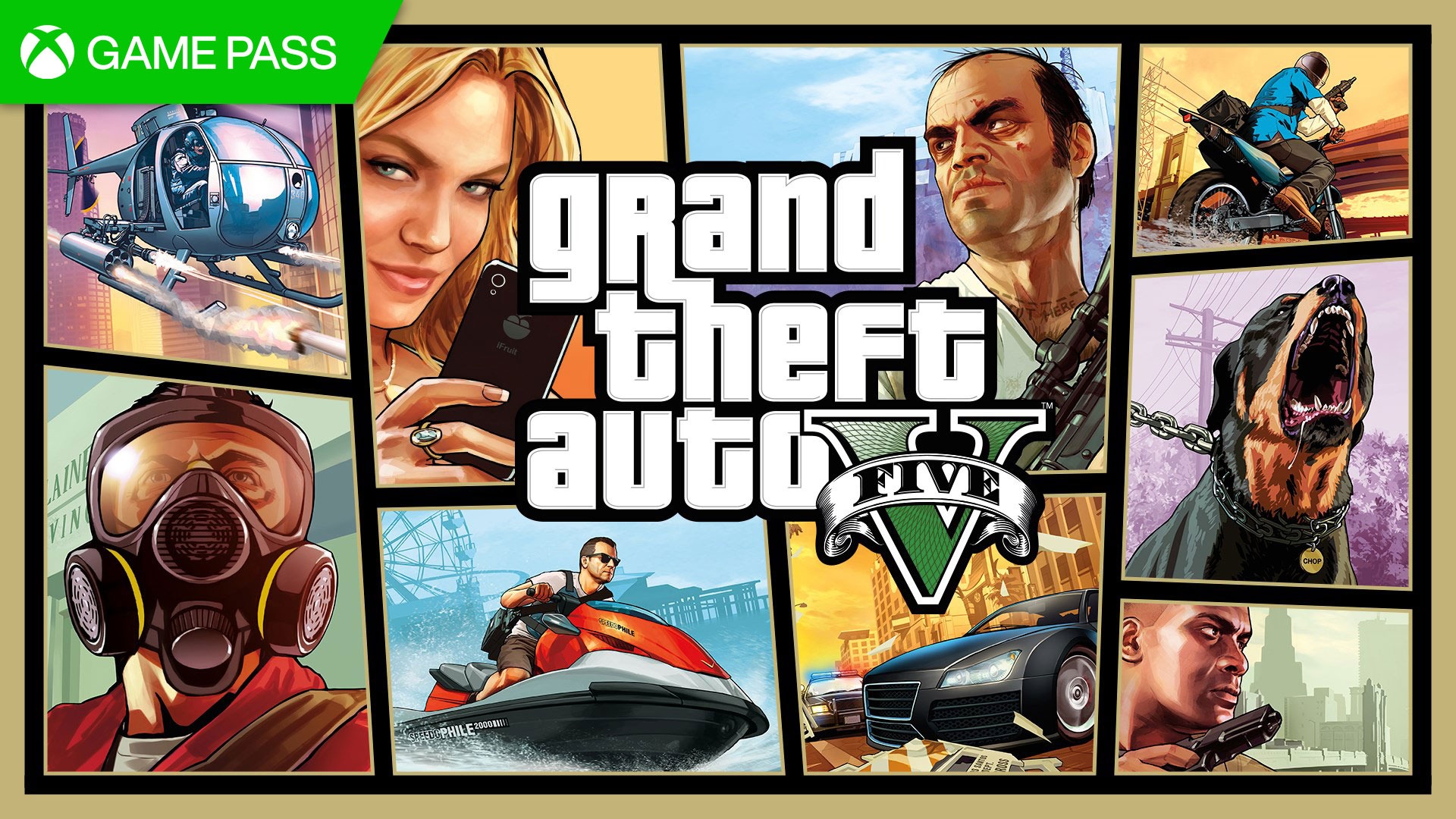 Image pour annoncer l'arrivée de Grand Theft Auto 5 Enhanced dans le Xbox Game Pass sur consoles et PC au mois d'avril 2025. Image pour annoncer l'arrivée de Grand Theft Auto 5 Enhanced dans le Xbox Game Pass sur consoles et PC au mois d'avril 2025.