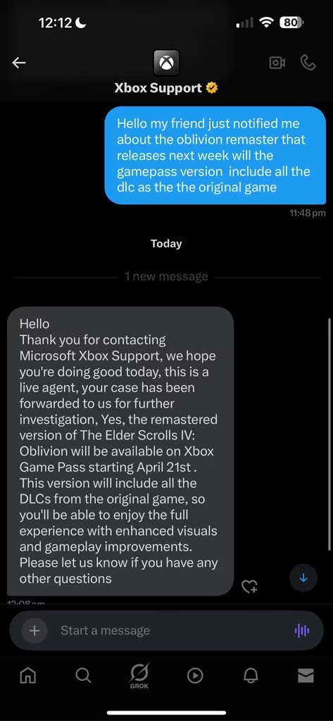 Xbox Support leak The Elder Scrolls 4 Remastered 2