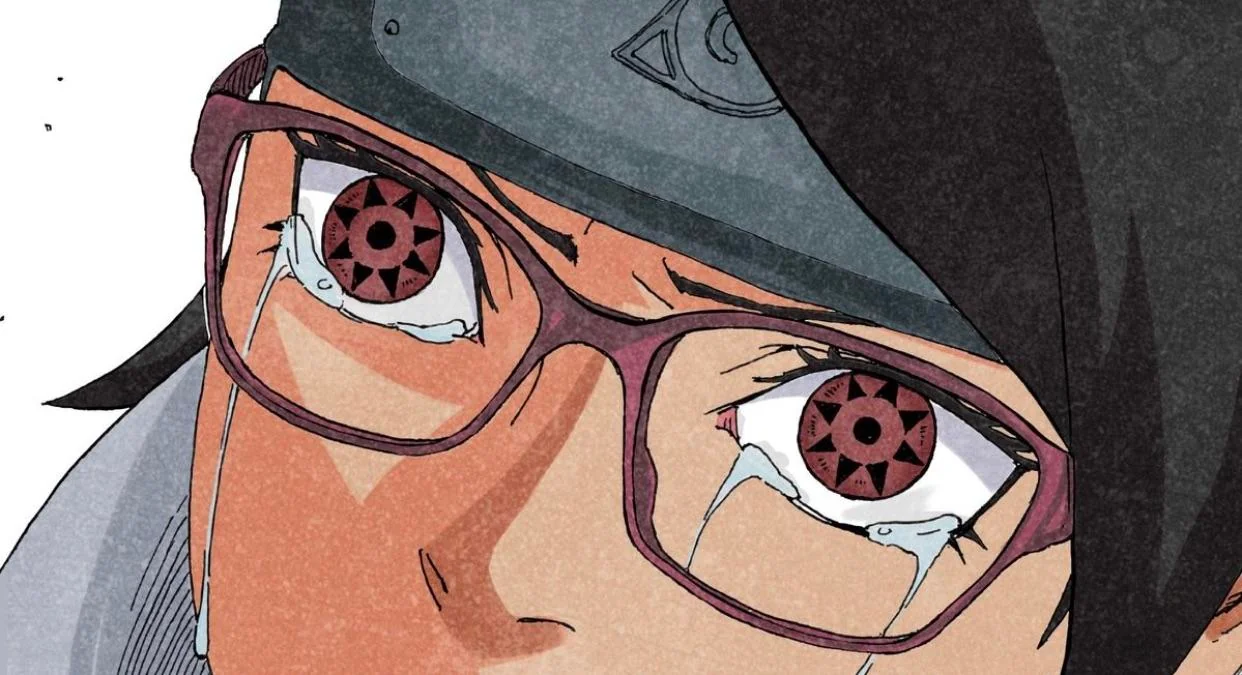 Boruto Two Blue Vortex : gros plan sur le Mangekyo Sharingan de Sarada Uchiha. Boruto Two Blue Vortex : gros plan sur le Mangekyo Sharingan de Sarada Uchiha.