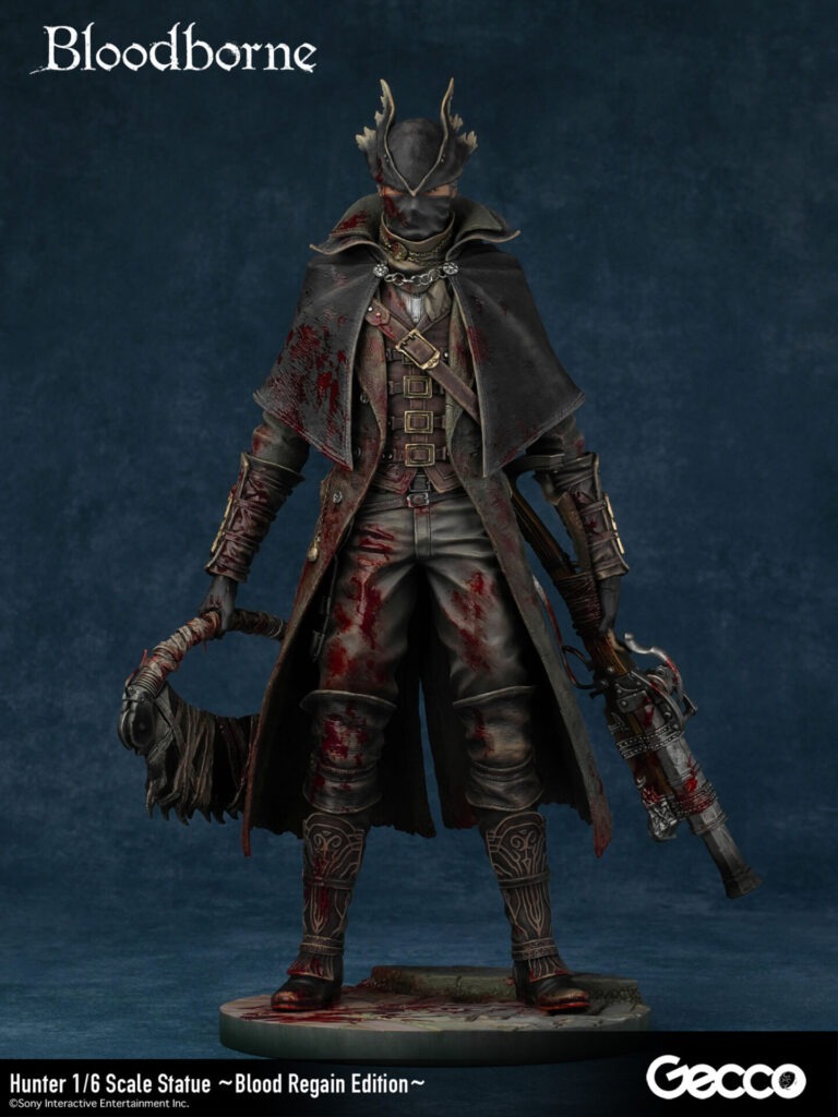 Image de la statuette Chasseur de Bloodborne rÃ©alisÃ© par Gecco dans sa version Â« Blood Regain Â»
