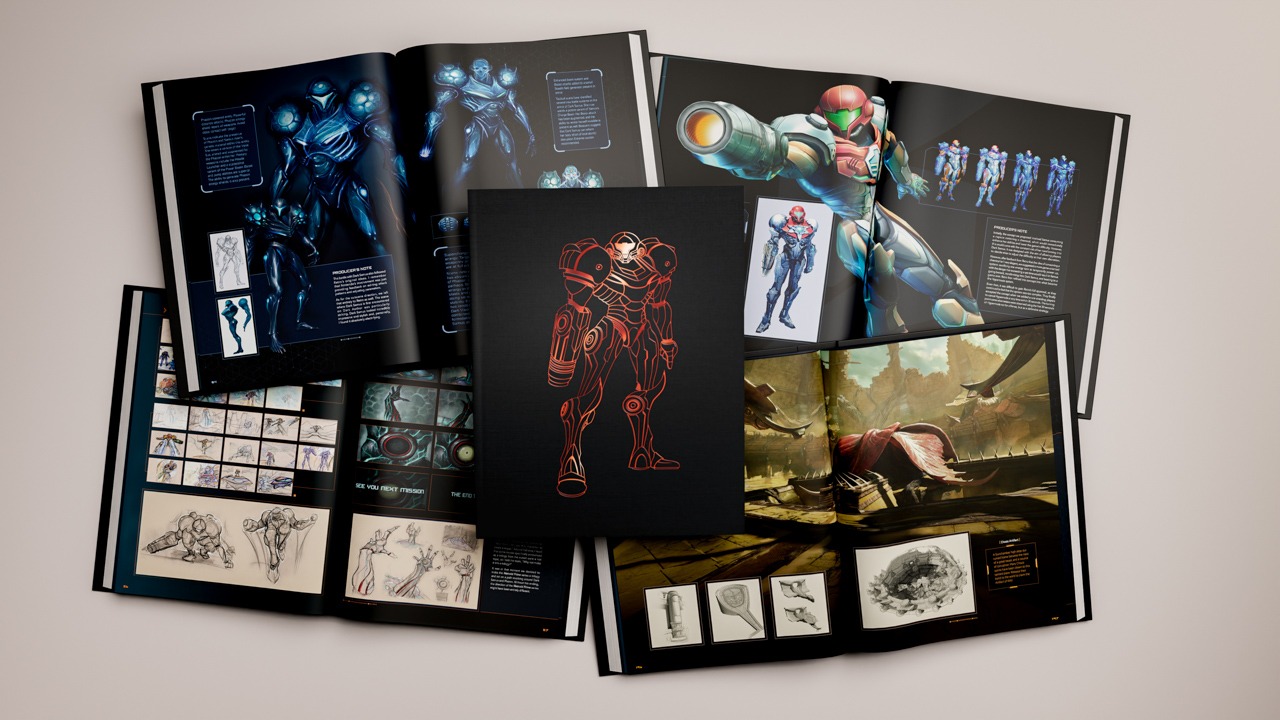 Image qui montre l'extérieur et l'intérieur de l'artbook Metroid Prime 1 à 3 édité par Piggyback. Image qui montre l'extérieur et l'intérieur de l'artbook Metroid Prime 1 à 3 édité par Piggyback.