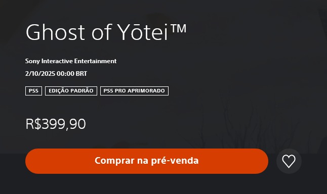 Image de la fiche PS Store Brésil de l'exclu PS5 Ghost of Yotei Image de la fiche PS Store Brésil de l'exclu PS5 Ghost of Yotei