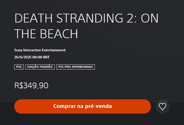 Image de la fiche PS Store BrÃ©sil de l'exclu PS5 Death Stranding 2 On the Beach