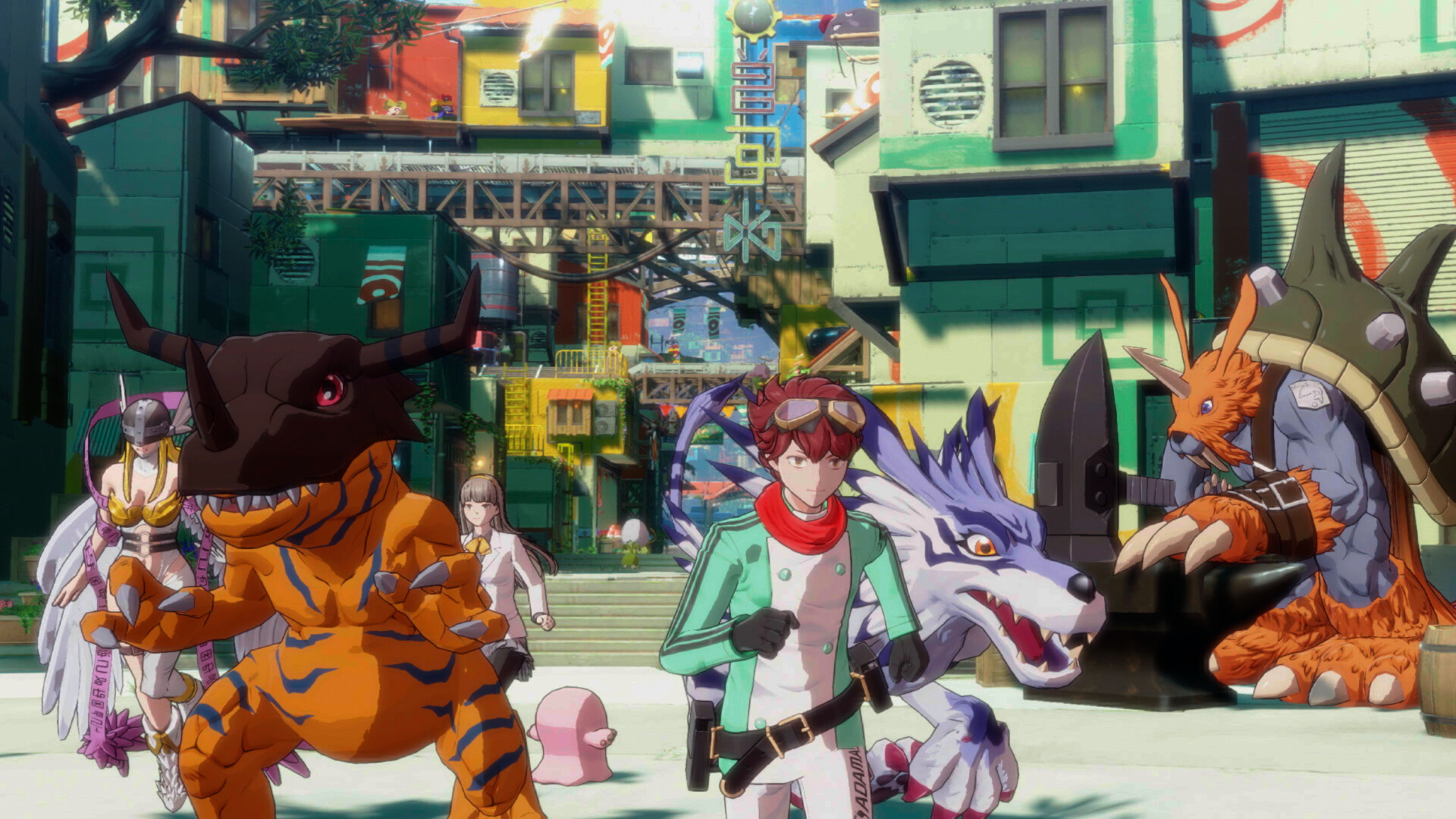 Digimon Story Time Stranger : AperÃ§u du gameplay en ville.