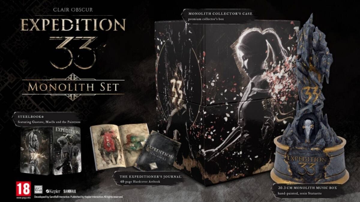 Image de l'Ã©dition collector Clair Obscur Expedition 33 Â« Monolith Set Â» avec le jeu PS5 en version physique en vente chez Pix'n Love. 