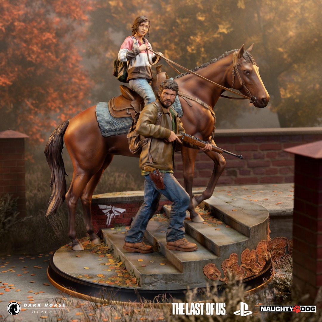 Image de la statuette The Last of Us Joel & Ellie sur un cheval #1 Image de la statuette The Last of Us Joel & Ellie sur un cheval #1