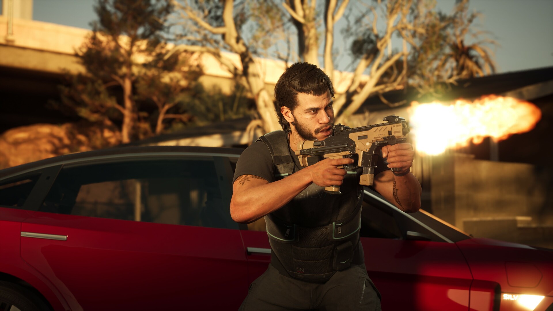 MindsEye : Jacob Diaz, une arme à feu à la main. MindsEye : Jacob Diaz, une arme à feu à la main.