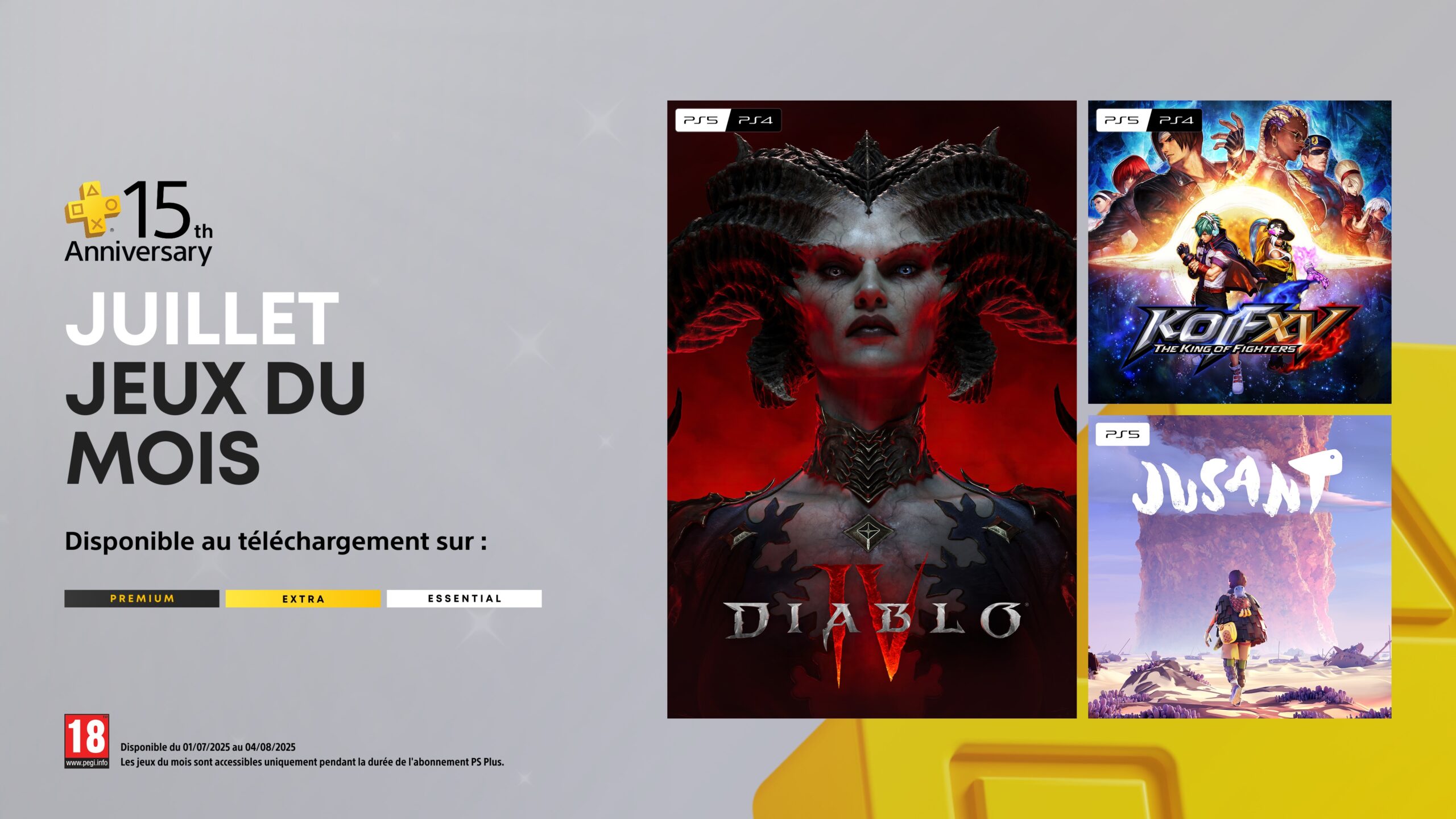 Liste des jeux du PS Plus Essential offerts en juillet 2025.