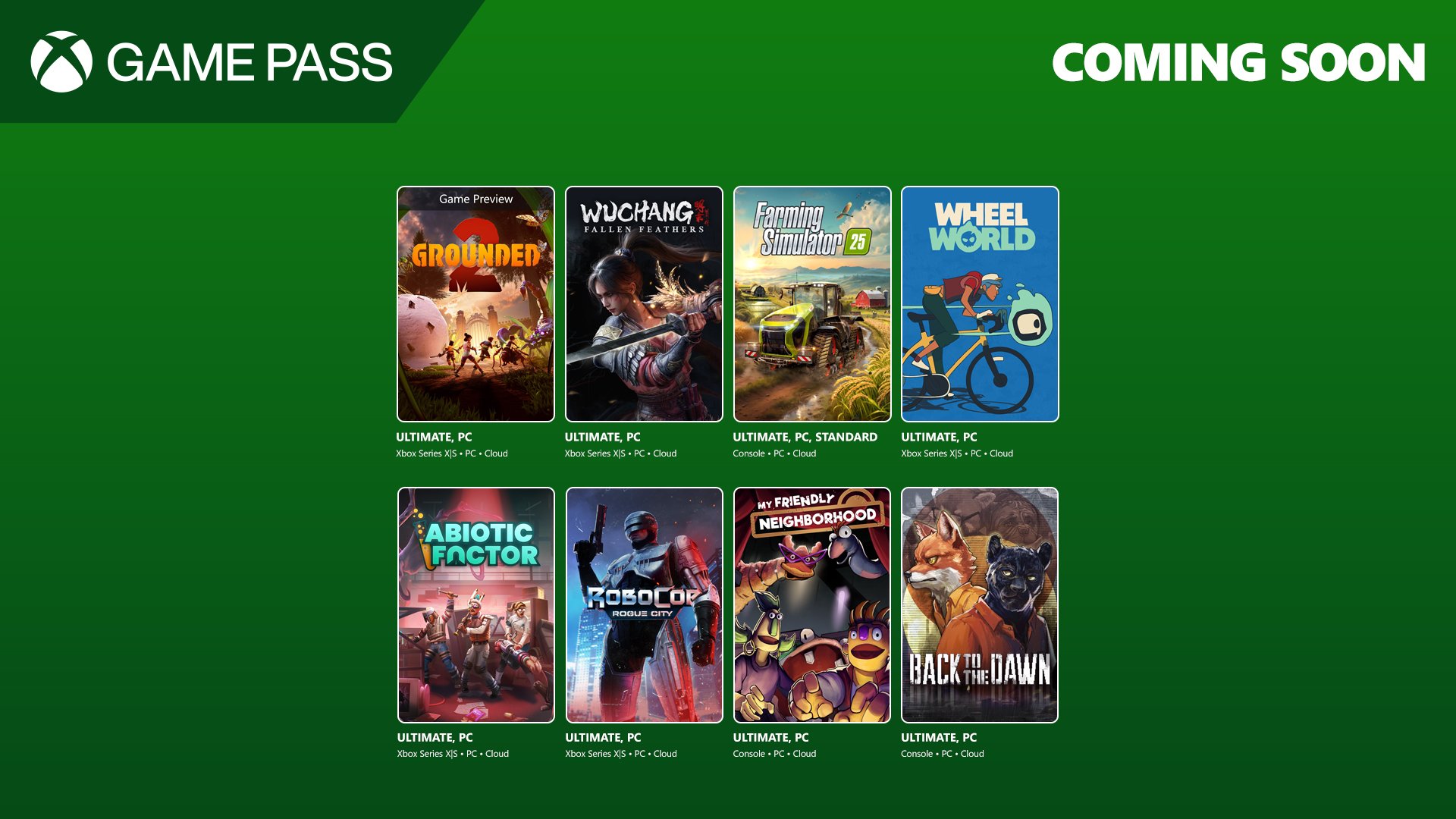Xbox Game Pass de juillet 2025