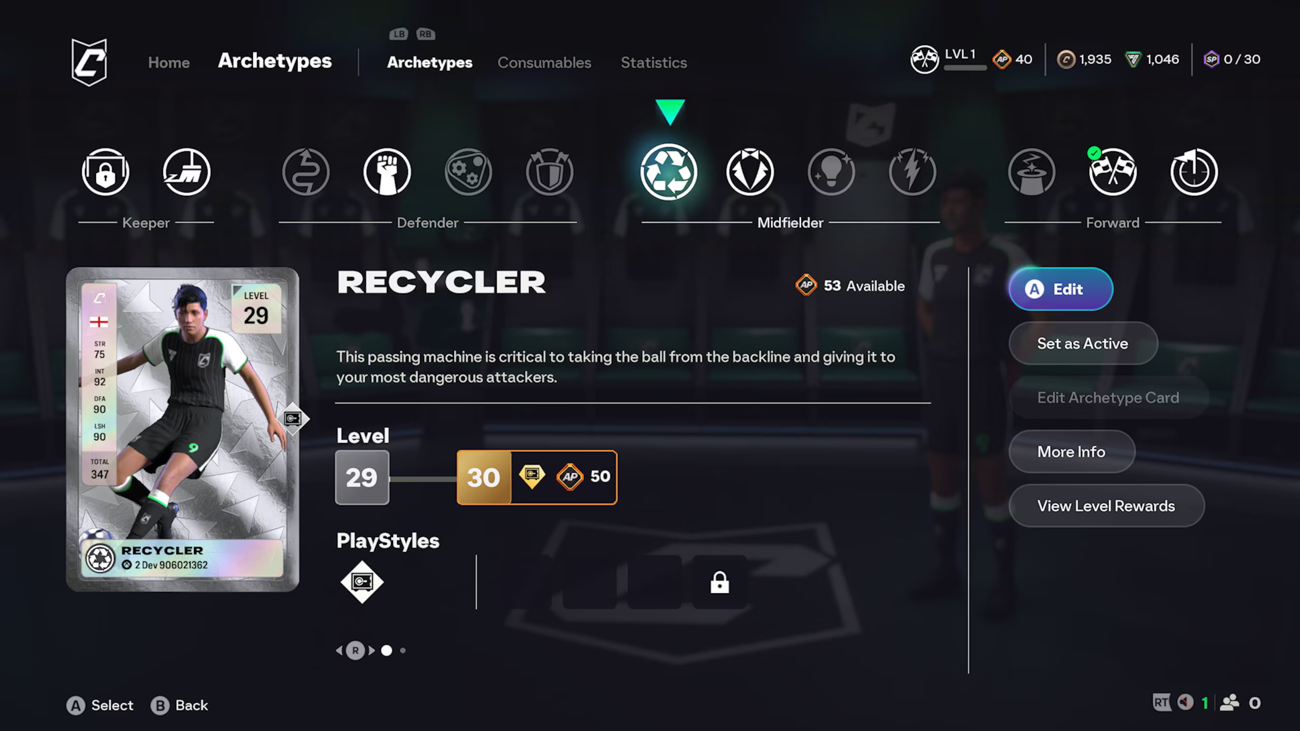 EA FC 26 : Carte d'Archetype Recycler.