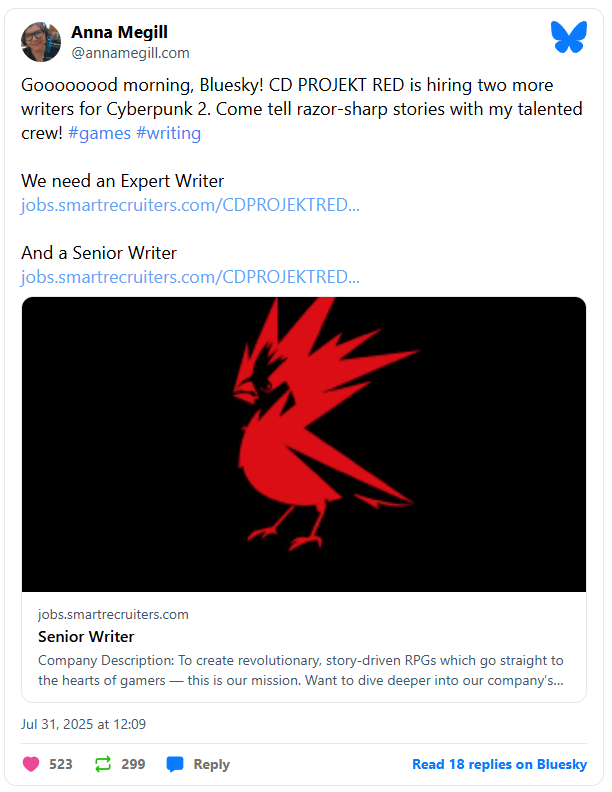 Cyperpunk 2077 Suite Offres Scénaristes Bluesky Cyperpunk 2077 Suite Offres Scénaristes Bluesky